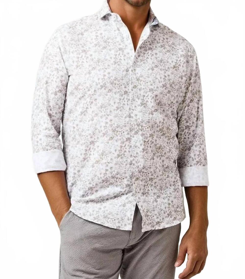 NEW STONE ROSE buonasera clubhouse floral linen shirt in beige